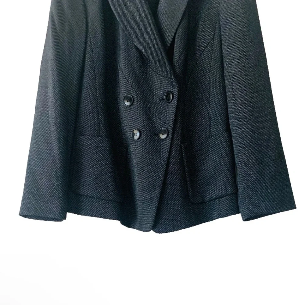 Lafayette 148 Gray Textured Double-Breasted Blazer Jacket Women Sz 8 Academia
